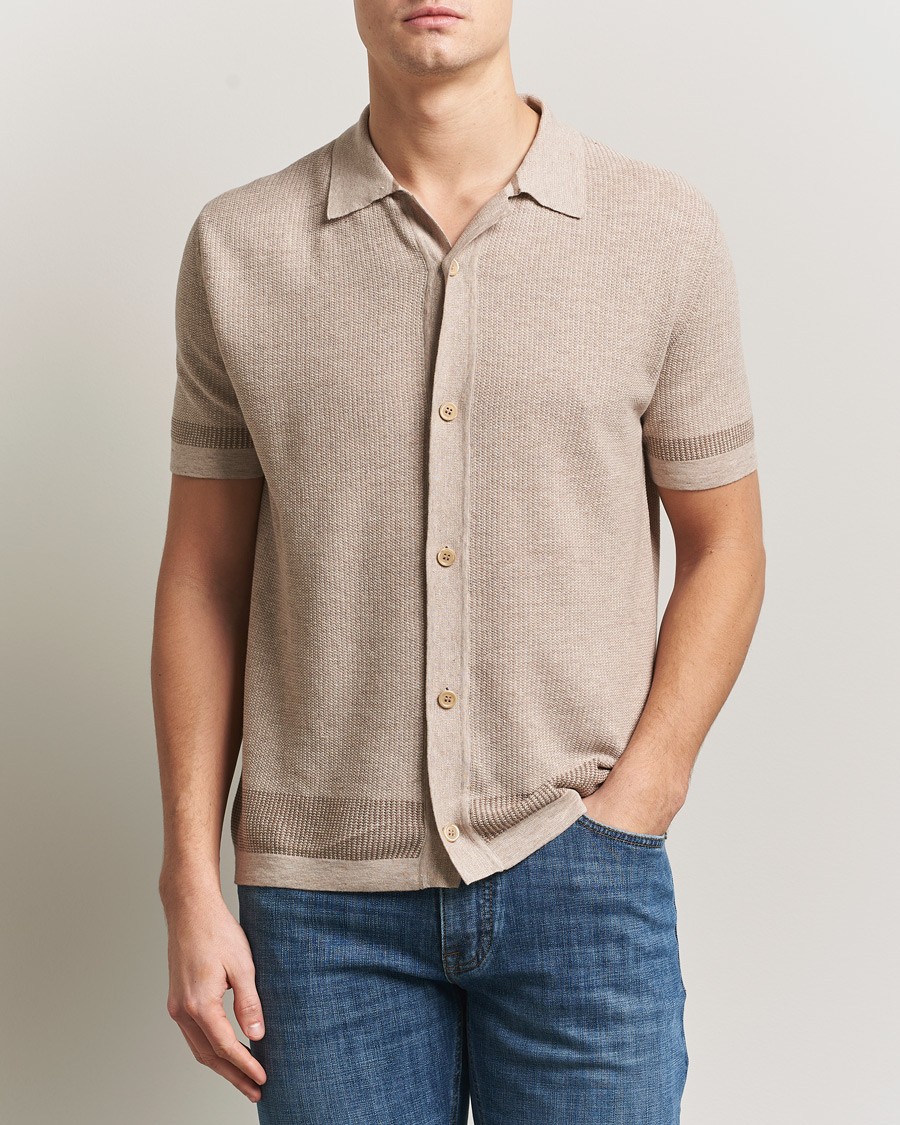 Uomini | Camicie | Brioni | Cotton/Linen Cuban Shirt Beige