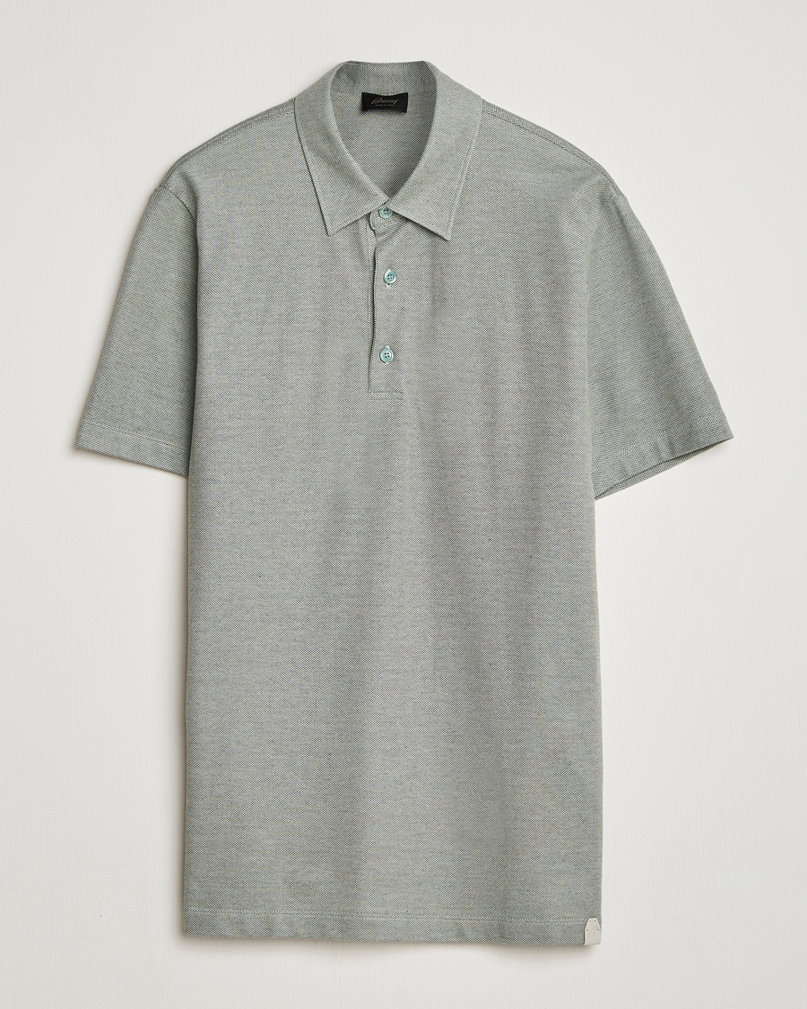 Uomini | Polo | Brioni | Short Sleeve Cotton Piquet Polo  Light Green