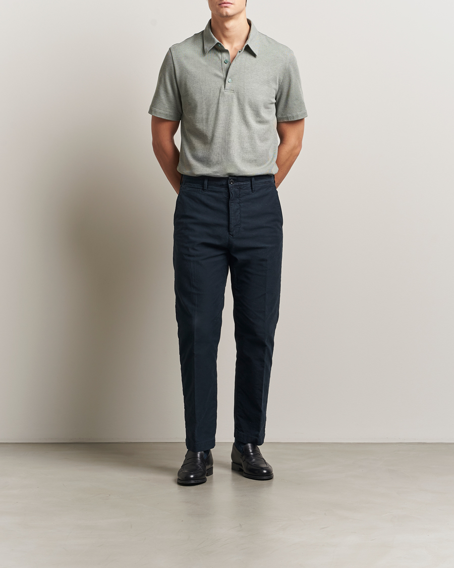Uomini | Polo | Brioni | Short Sleeve Cotton Piquet Polo Light Green
