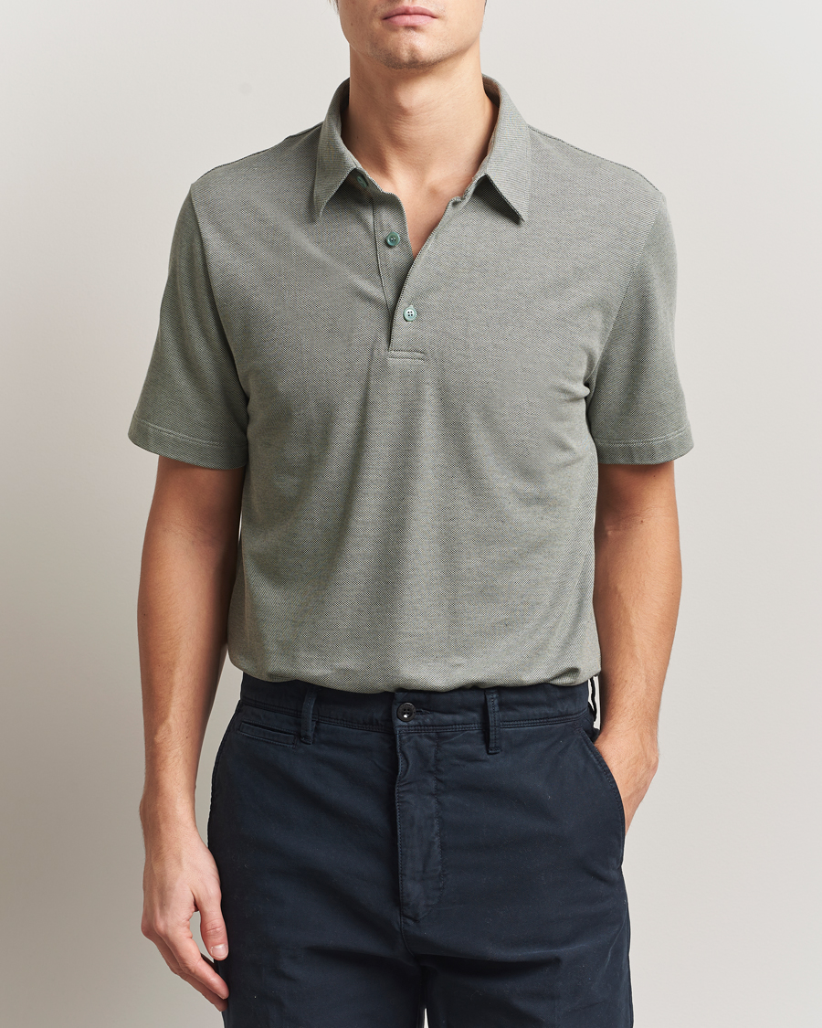 Uomini | Polo | Brioni | Short Sleeve Cotton Piquet Polo Light Green