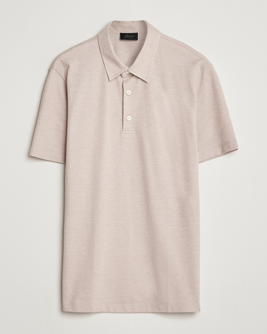 Uomini | Polo | Brioni | Short Sleeve Cotton Piquet Polo Beige