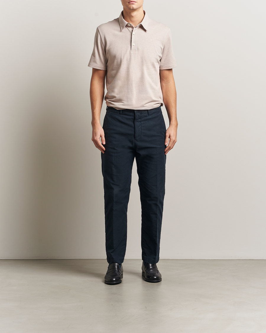 Uomini | Polo | Brioni | Short Sleeve Cotton Piquet Polo Beige