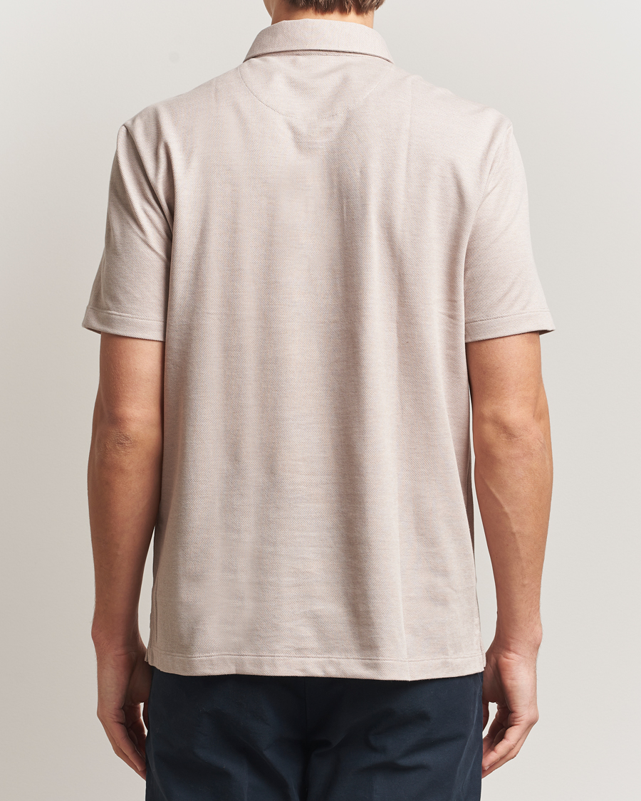Uomini | Polo | Brioni | Short Sleeve Cotton Piquet Polo Beige