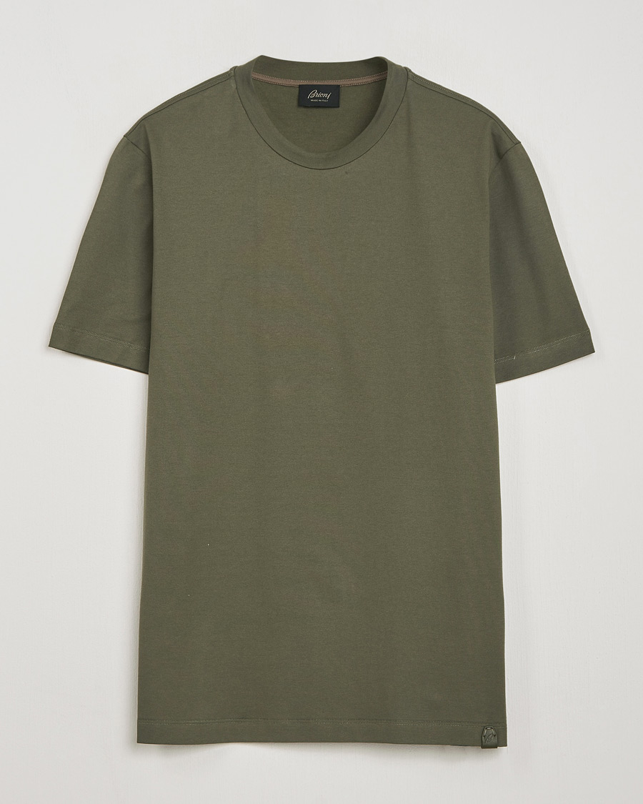 Uomini | T-shirt | Brioni | Short Sleeve Cotton T-Shirt Military