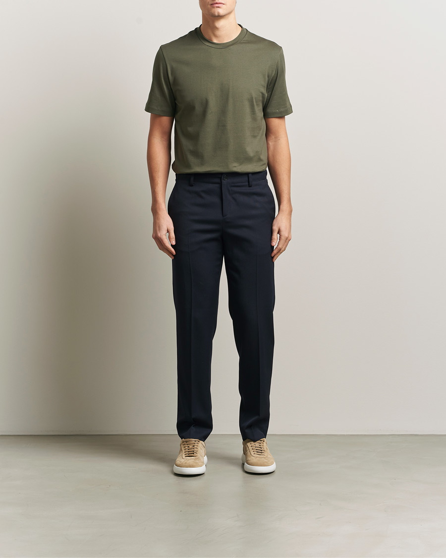 Uomini | T-shirt | Brioni | Short Sleeve Cotton T-Shirt Military