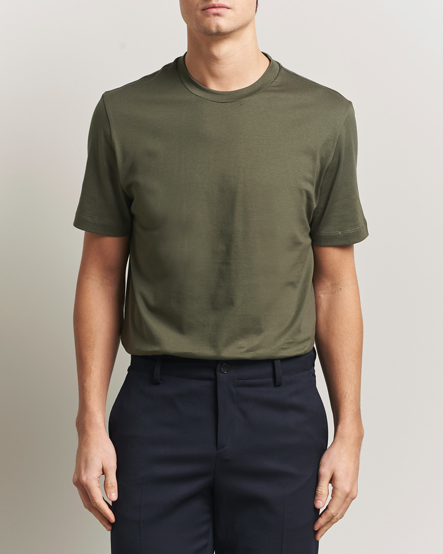 Uomini | T-shirt | Brioni | Short Sleeve Cotton T-Shirt Military