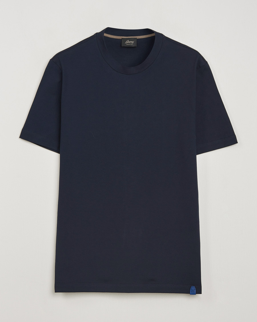 Uomini | T-shirt | Brioni | Short Sleeve Cotton T-Shirt Navy