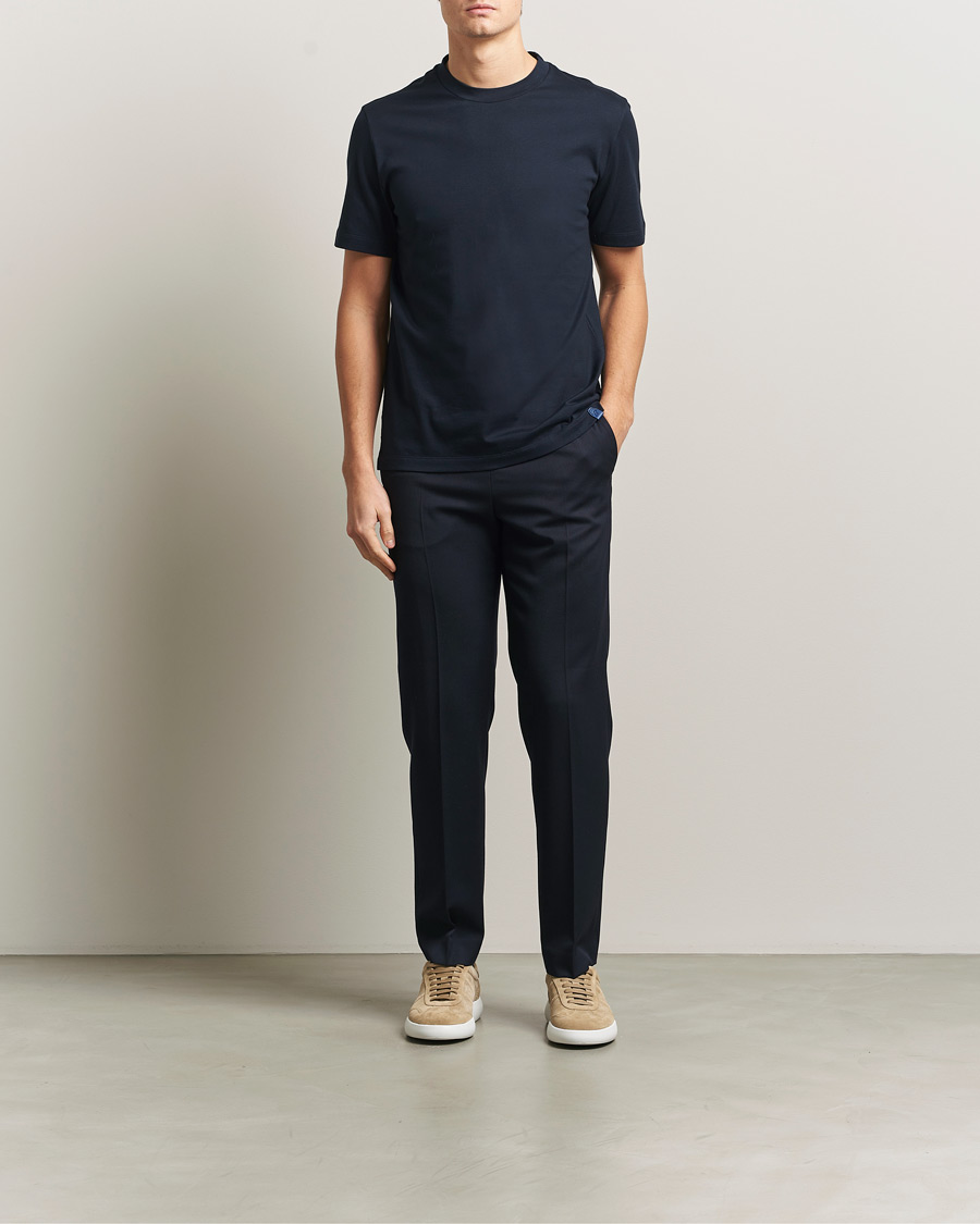 Uomini | T-shirt | Brioni | Short Sleeve Cotton T-Shirt Navy