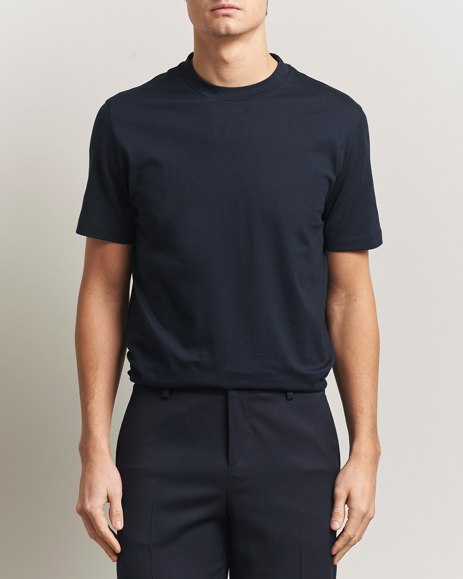 Uomini | T-shirt | Brioni | Short Sleeve Cotton T-Shirt Navy