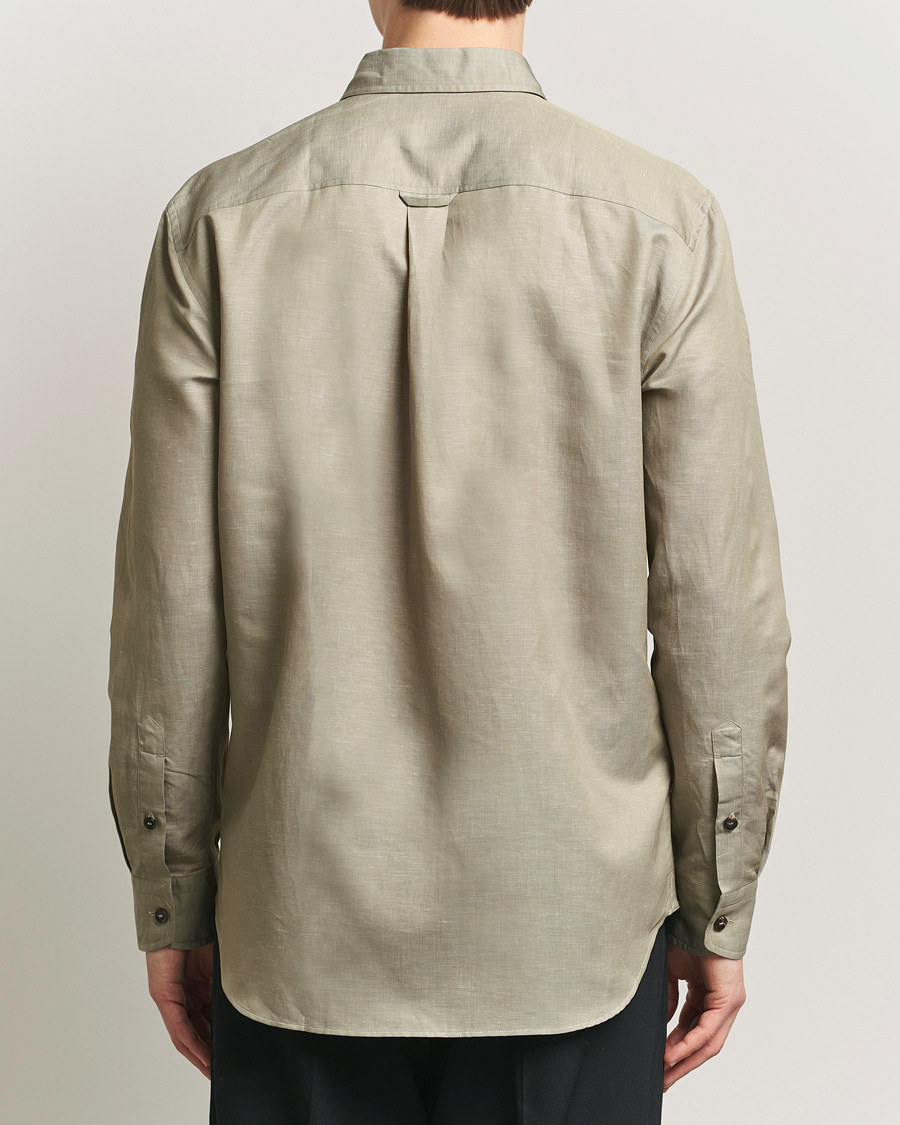 Uomini | Camicie | Brioni | Cotton/Linen Overshirt Olive