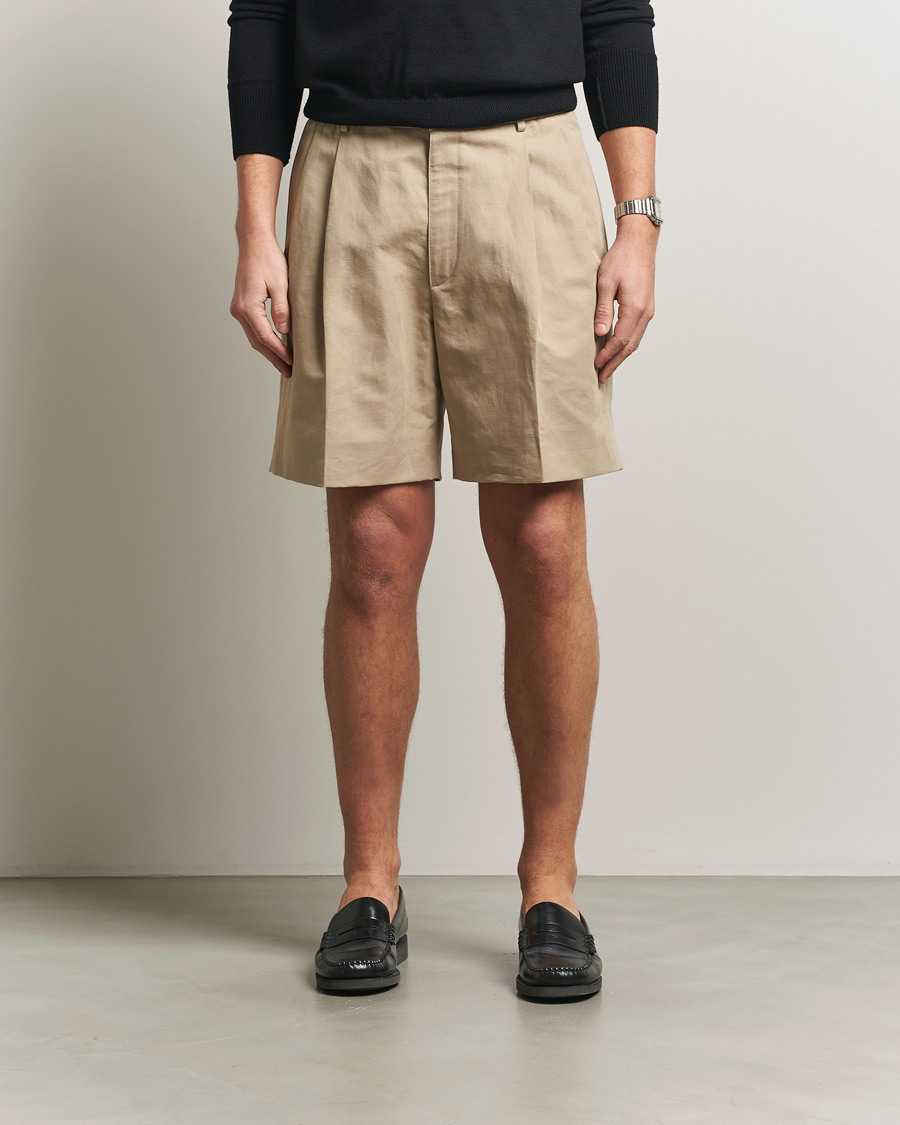 Uomini | Pantaloncini | Brioni | Cotton/Linen Drawstring Shorts Beige