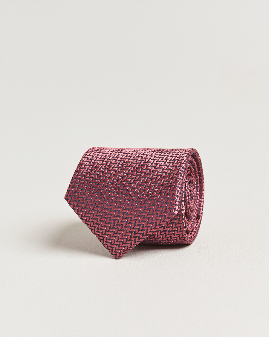 Uomini | Cravatte | Brioni | Jacquard Herringbone Silk Tie Rosa