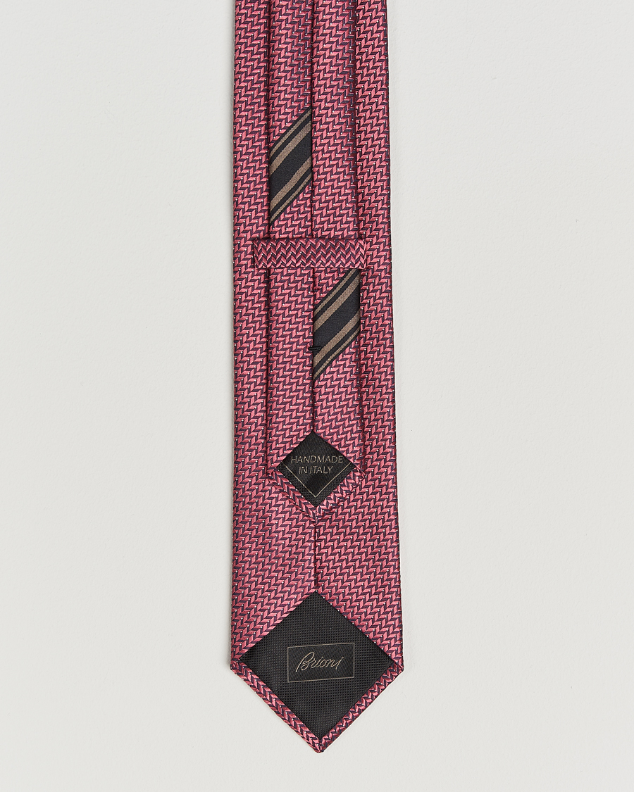 Uomini | Cravatte | Brioni | Jacquard Herringbone Silk Tie Rosa