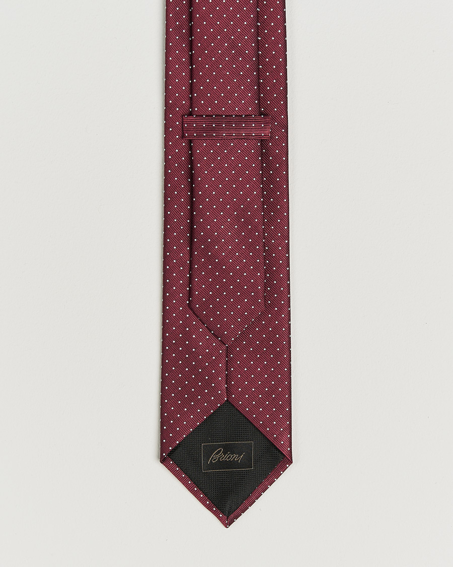 Uomini | Cravatte | Brioni | Jacquard Dot Silk Tie Burgundy