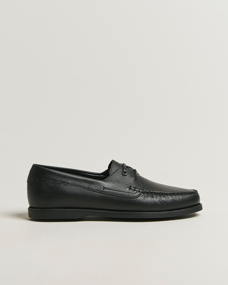 Uomini | Scarpe da barca | Brioni | Grain Leather Boat Shoes Black Calf