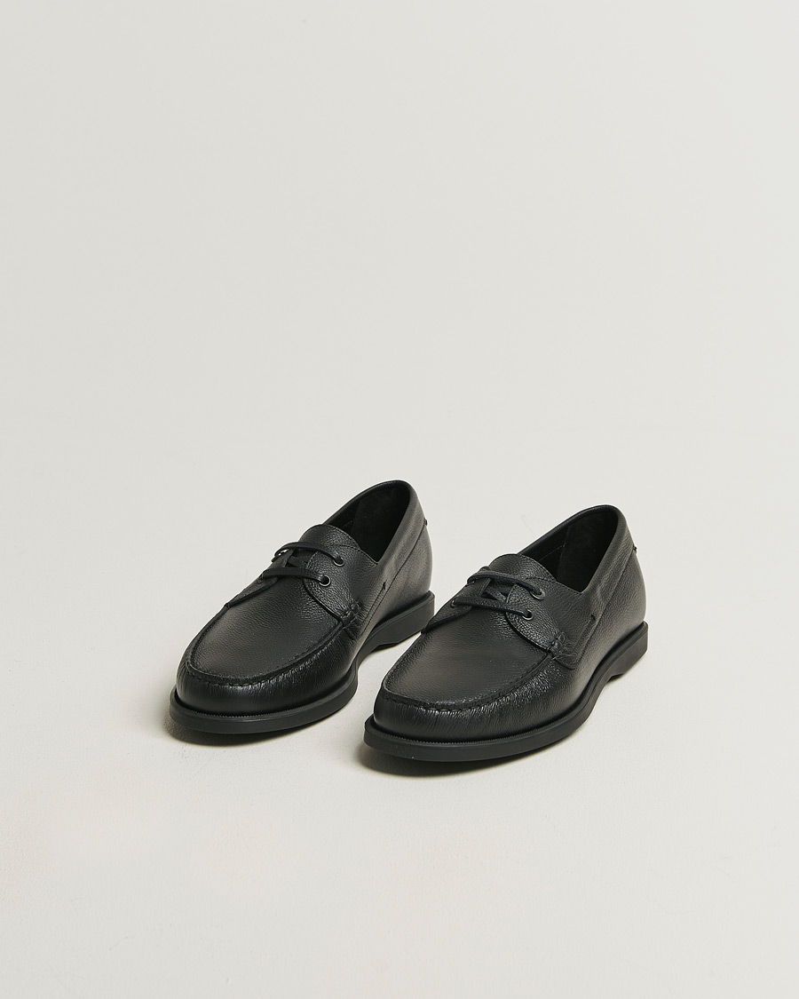 Uomini | Scarpe da barca | Brioni | Grain Leather Boat Shoes Black Calf