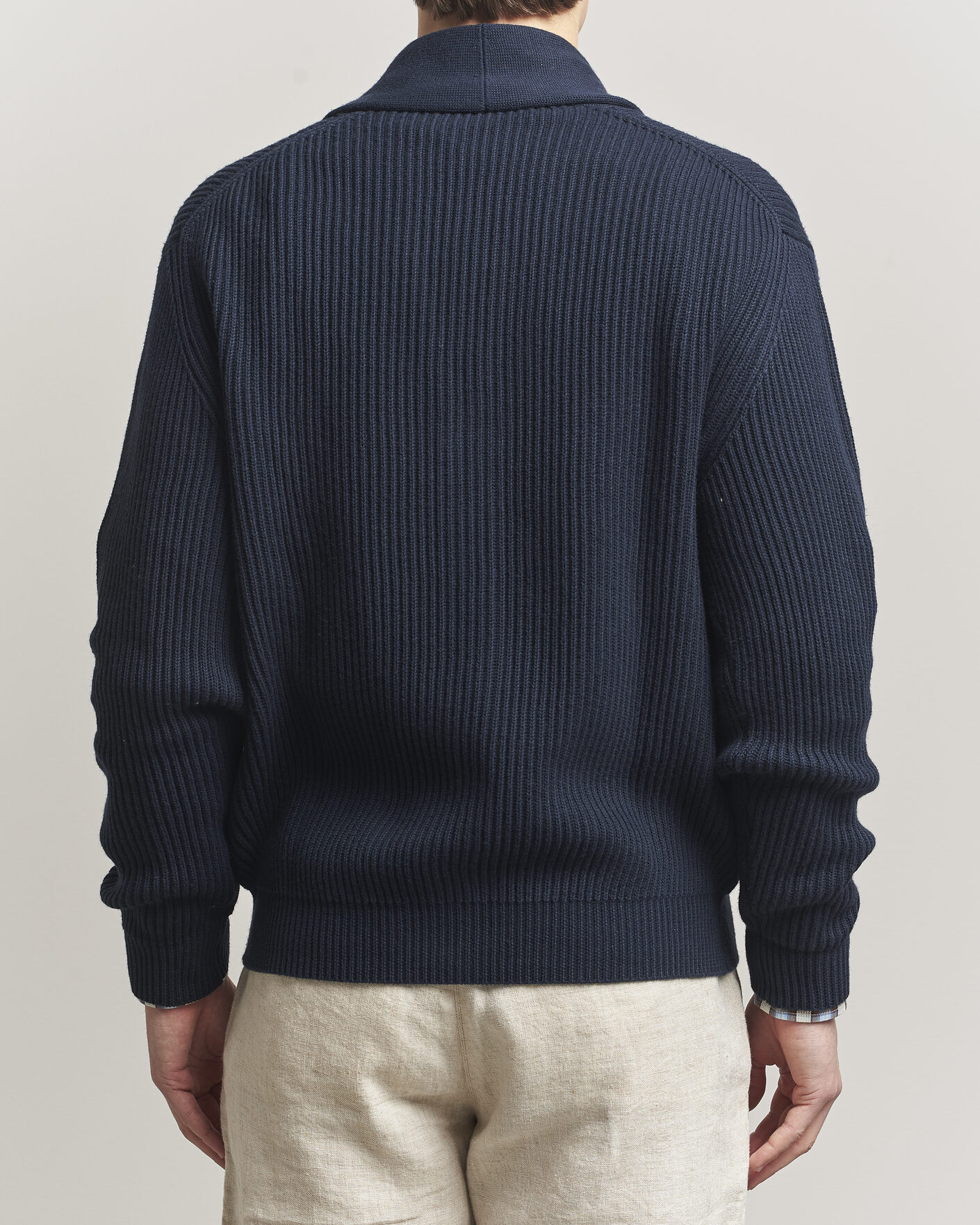 Uomini | Maglieria | Altea | Cotton/Cashmere Shawl Cardigan Navy