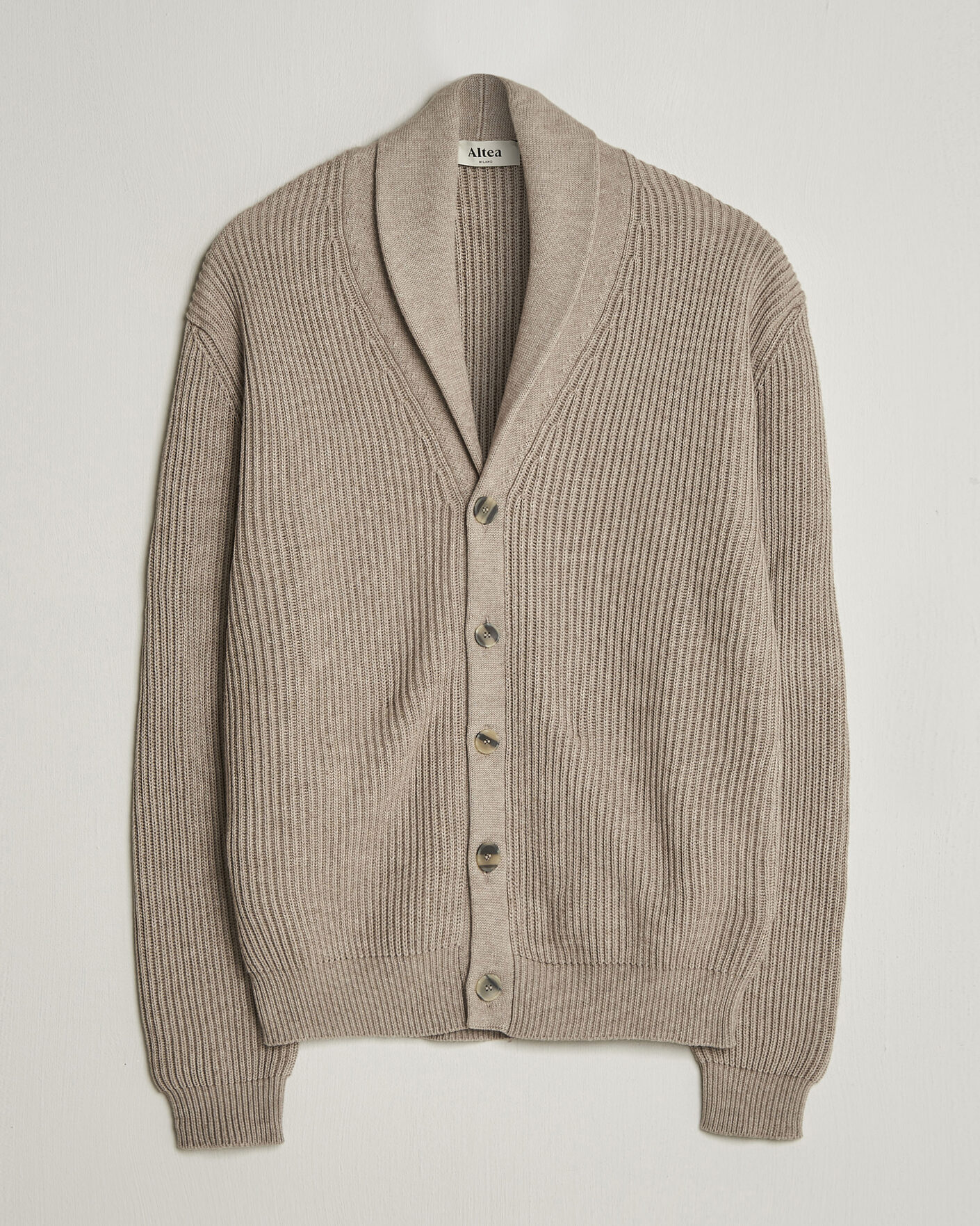 Uomini | Maglieria | Altea | Cotton/Cashmere Shawl Cardigan Taupe