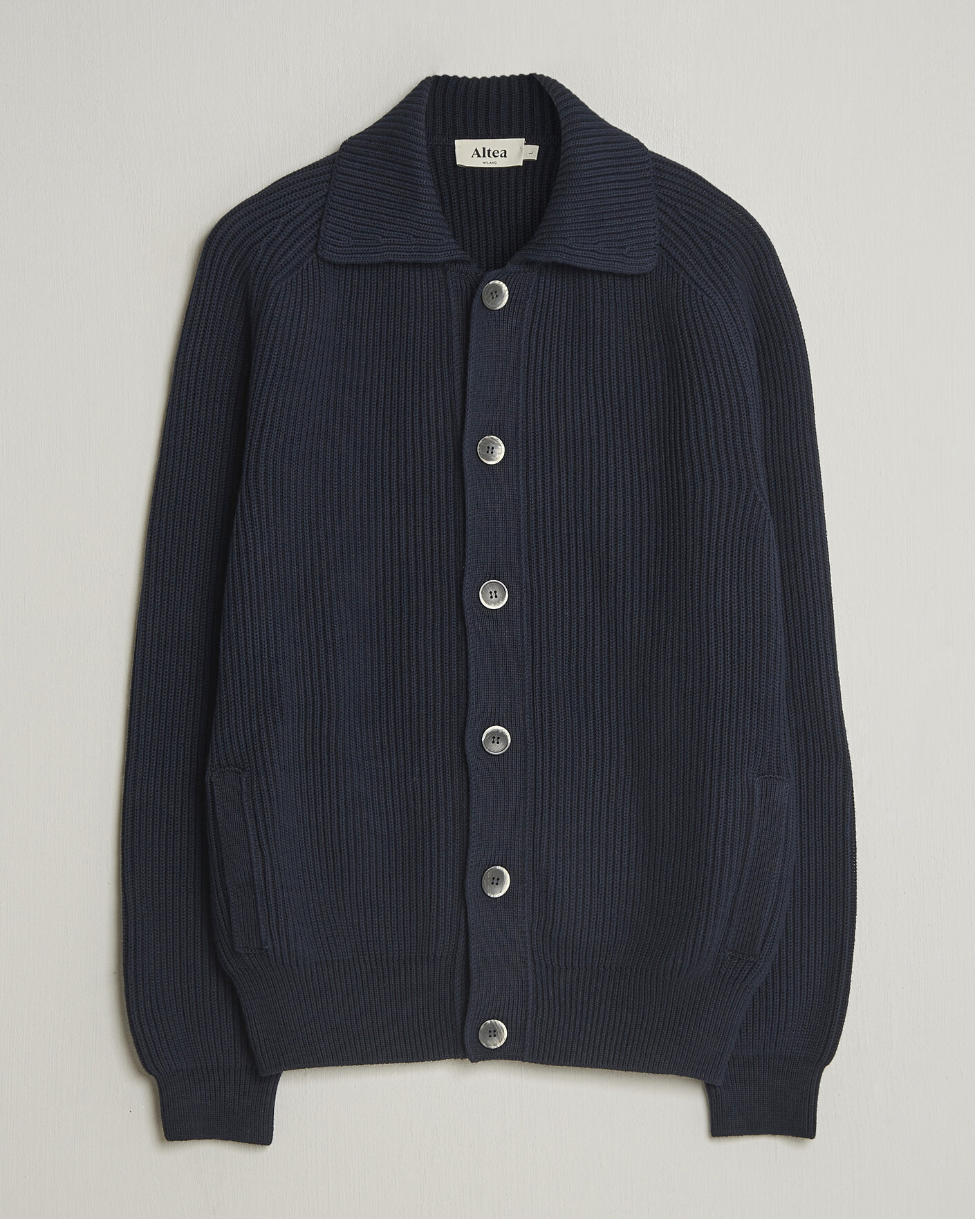 Uomini | Maglieria | Altea | Cotton Rib Cardigan Jacket Navy