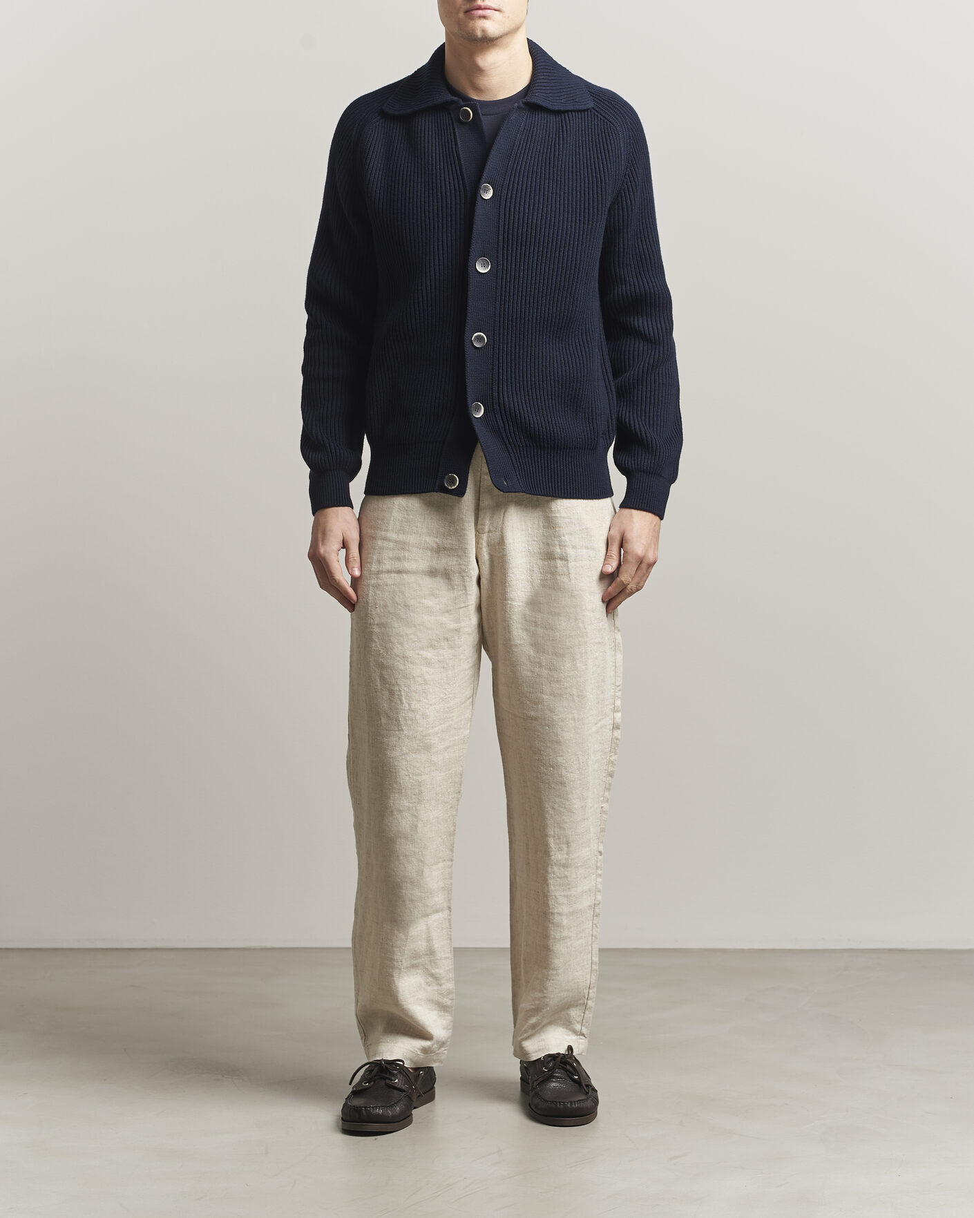 Uomini | Maglieria | Altea | Cotton Rib Cardigan Jacket Navy