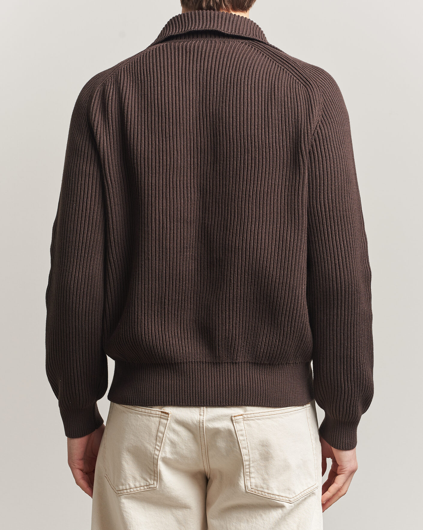 Uomini | Maglieria | Altea | Cotton Rib Cardigan Jacket Dark Brown