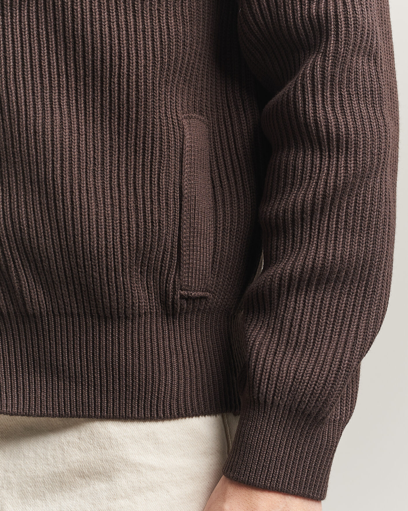 Uomini | Maglieria | Altea | Cotton Rib Cardigan Jacket Dark Brown