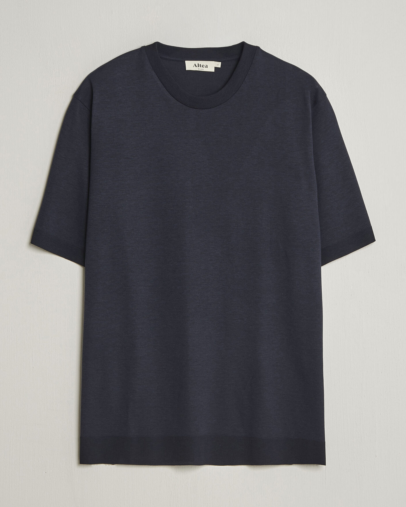 Uomini | T-shirt | Altea | Cotton/Stretch Knitted T-Shirt Navy