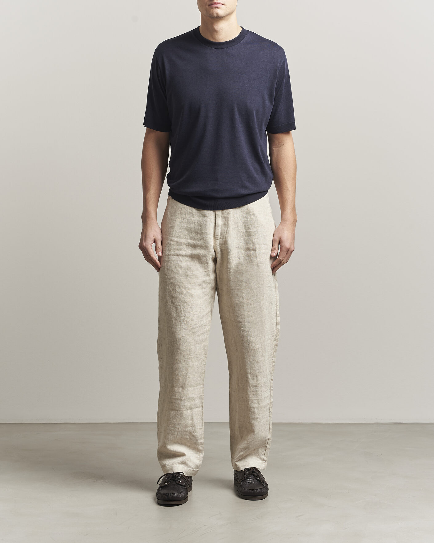 Uomini | T-shirt | Altea | Cotton/Stretch Knitted T-Shirt Navy