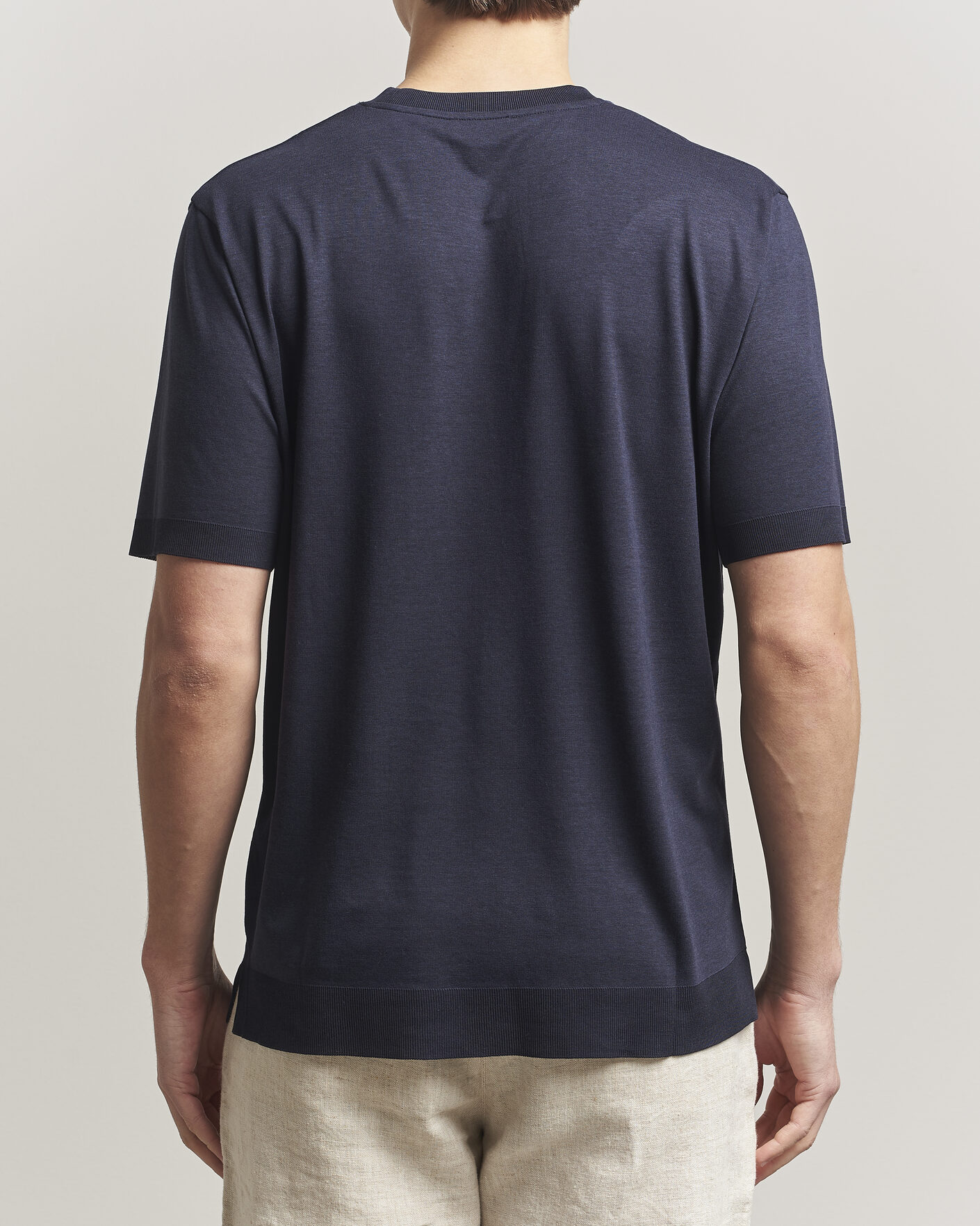 Uomini | T-shirt | Altea | Cotton/Stretch Knitted T-Shirt Navy