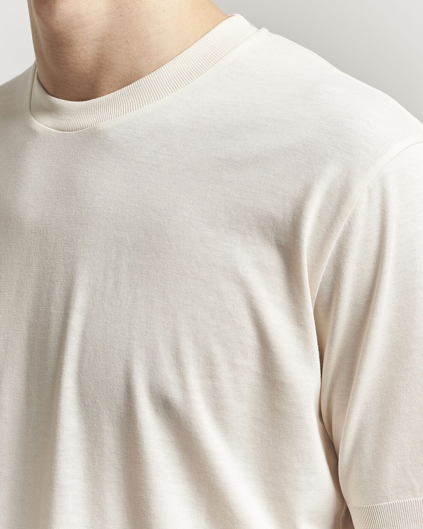 Uomini | T-shirt | Altea | Cotton/Stretch Knitted T-Shirt Off White