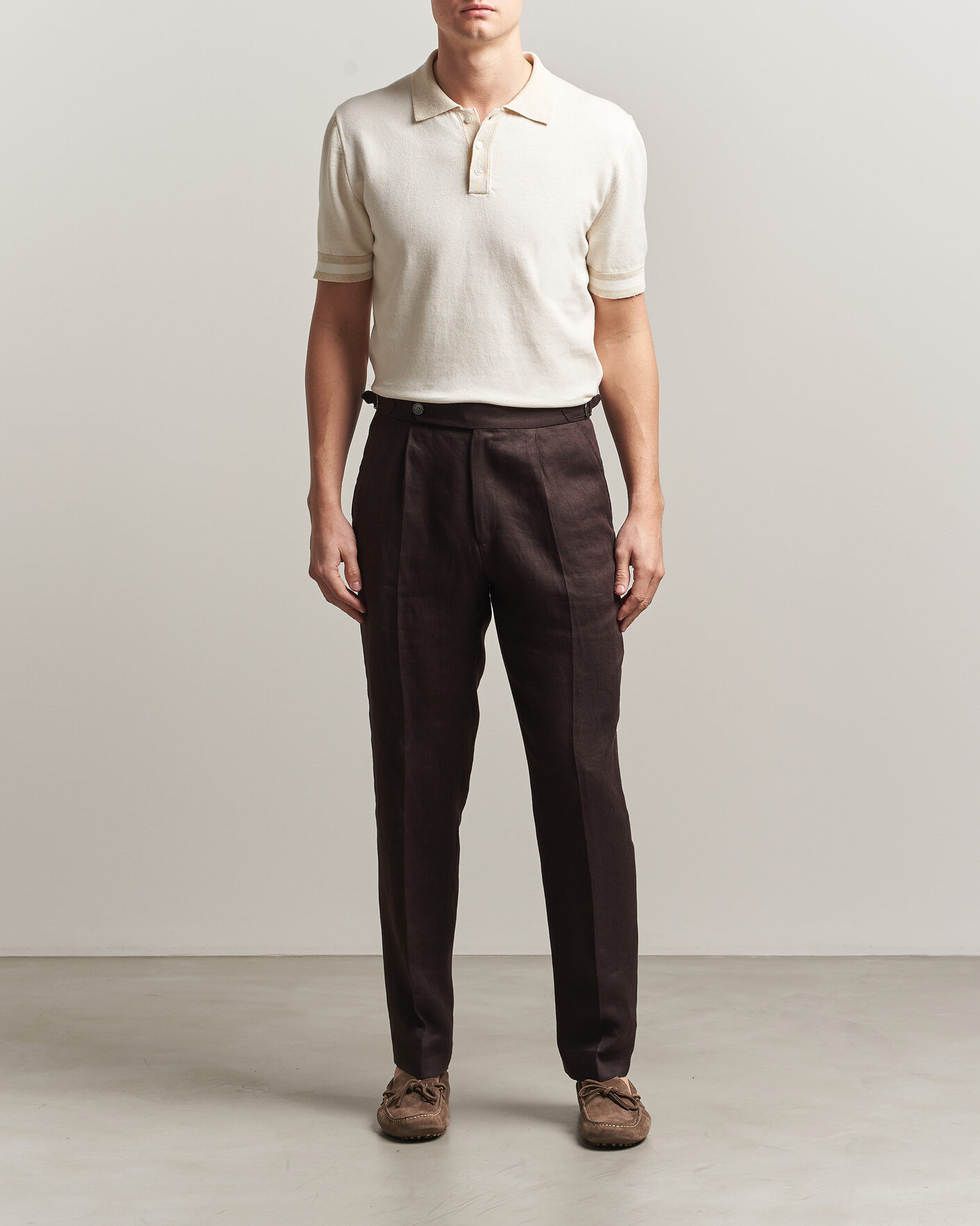 Uomini | Polo | Altea | Cotton/Linen Piquet Polo Off White
