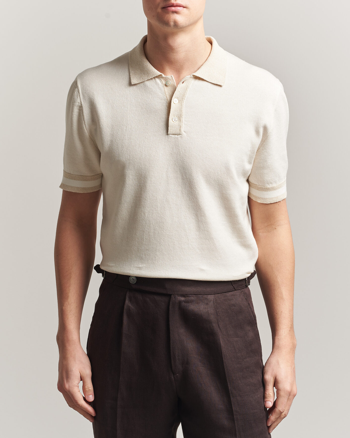 Uomini | Polo | Altea | Cotton/Linen Piquet Polo Off White