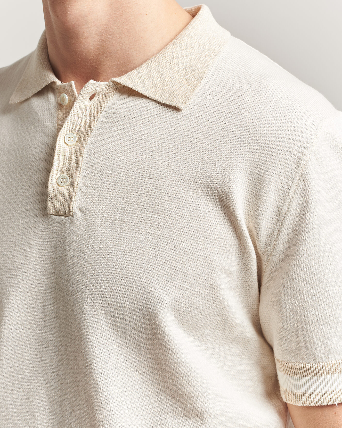 Uomini | Polo | Altea | Cotton/Linen Piquet Polo Off White