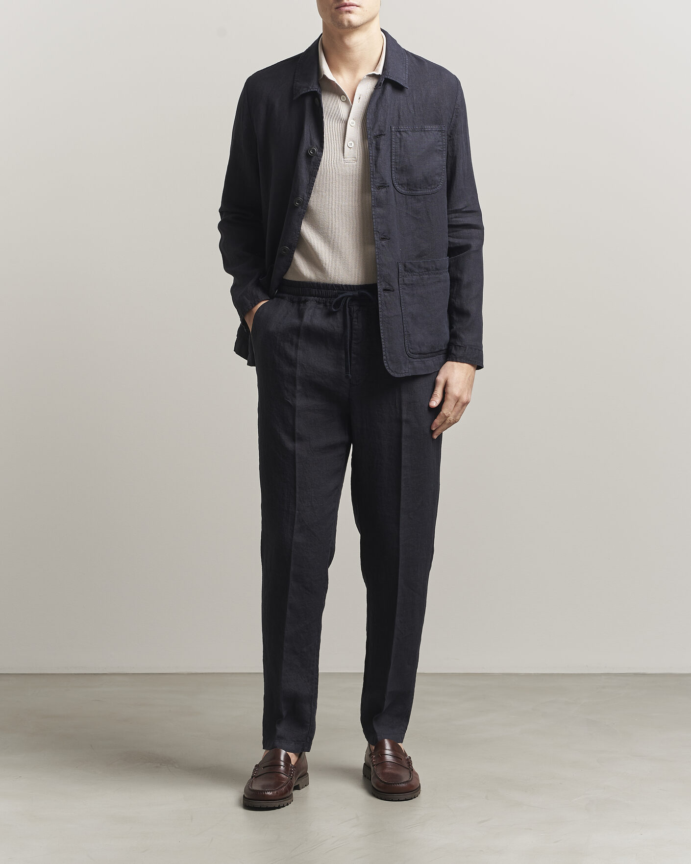 Uomini | Giacche | Altea | Linen Chore Jacket Navy