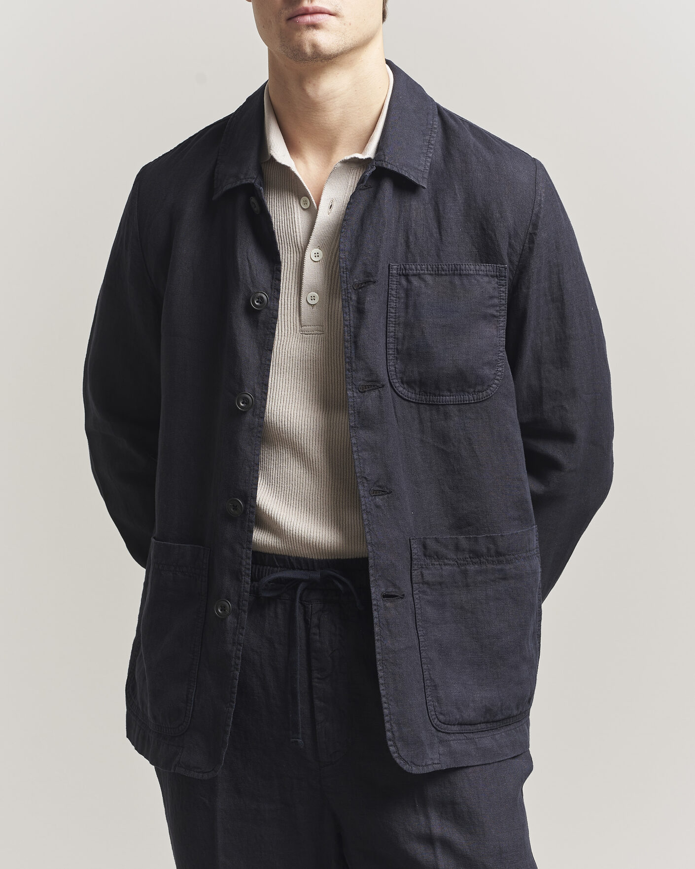 Uomini | Giacche | Altea | Linen Chore Jacket Navy