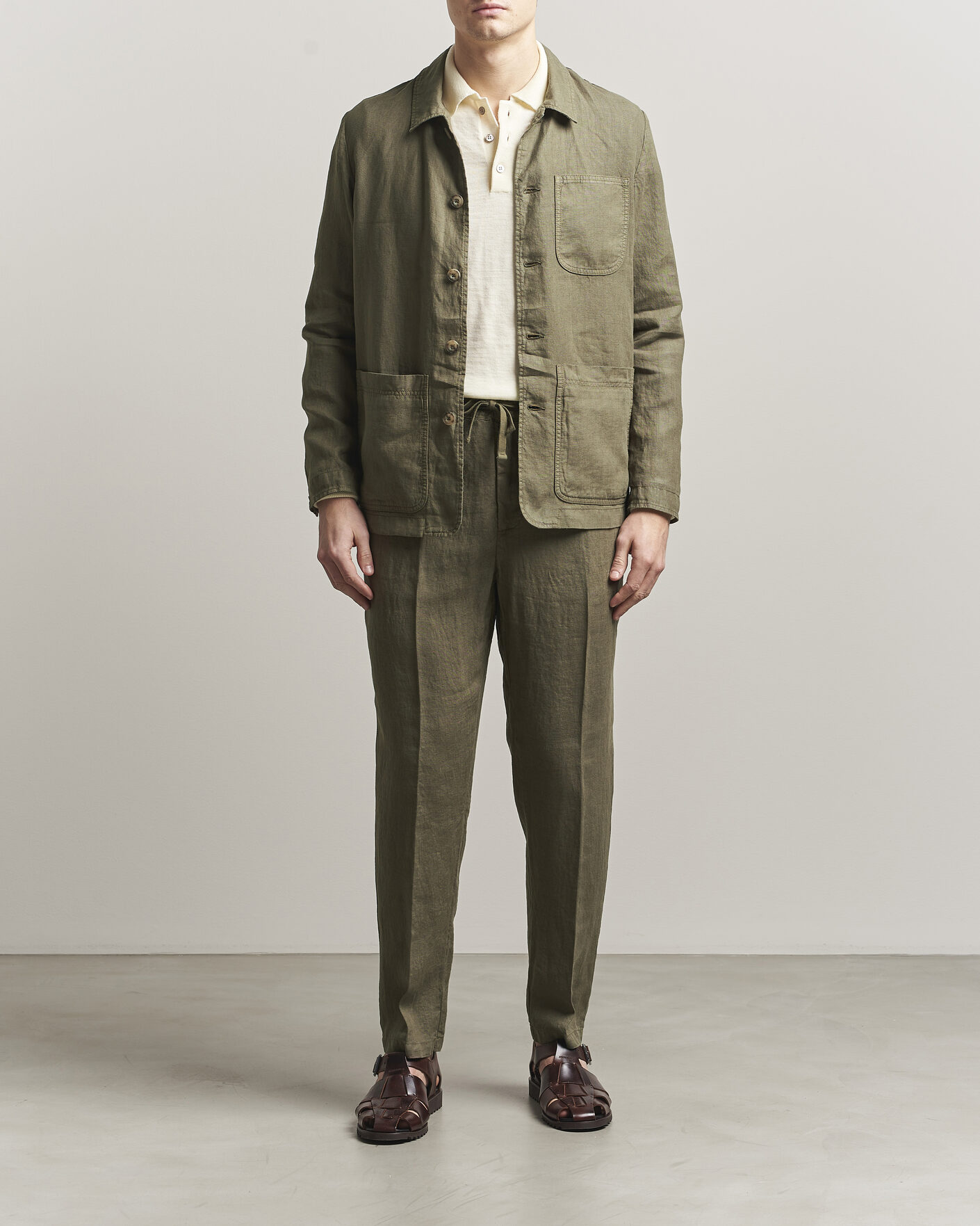 Uomini | Giacche | Altea | Linen Chore Jacket Military