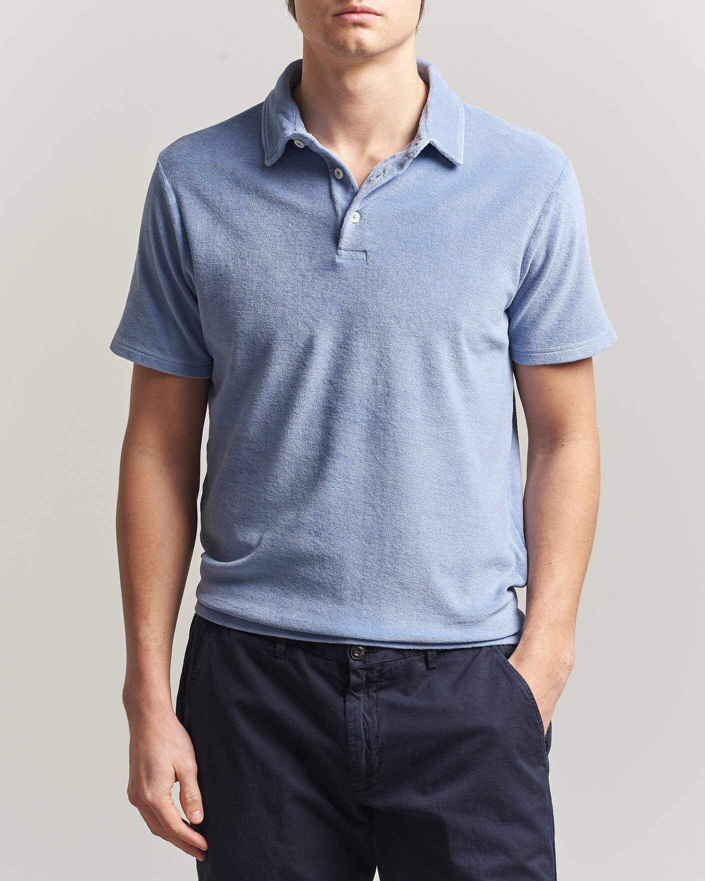 Uomini | Polo | Altea | Terry Cotton Polo Light Blue