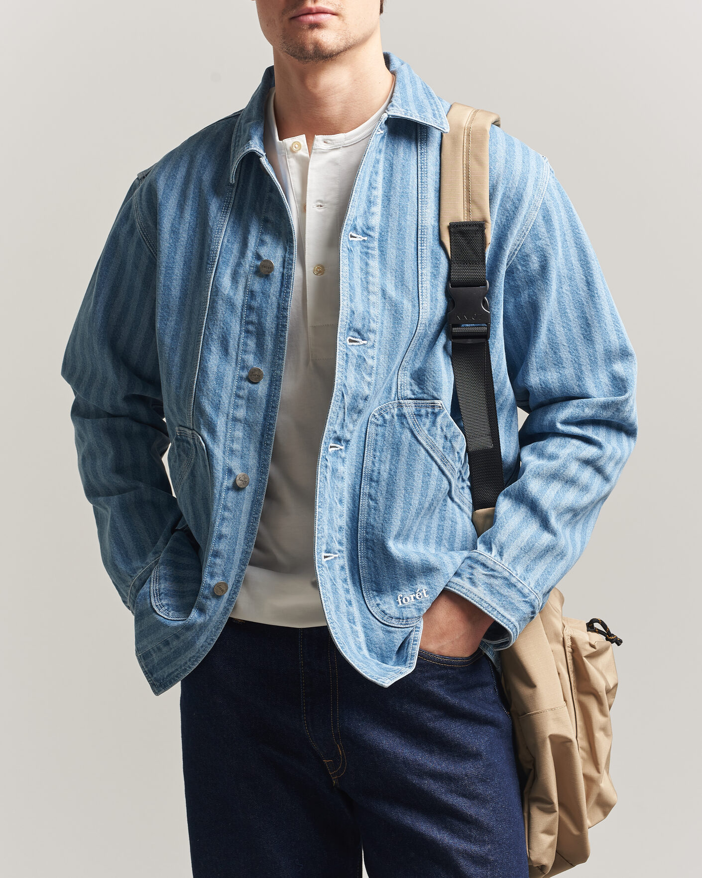 Uomini | Camicie | Forét | Berry Denim Overshirt Striped Denim