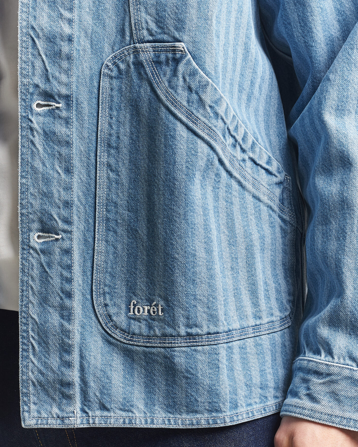 Uomini | Camicie | Forét | Berry Denim Overshirt Striped Denim