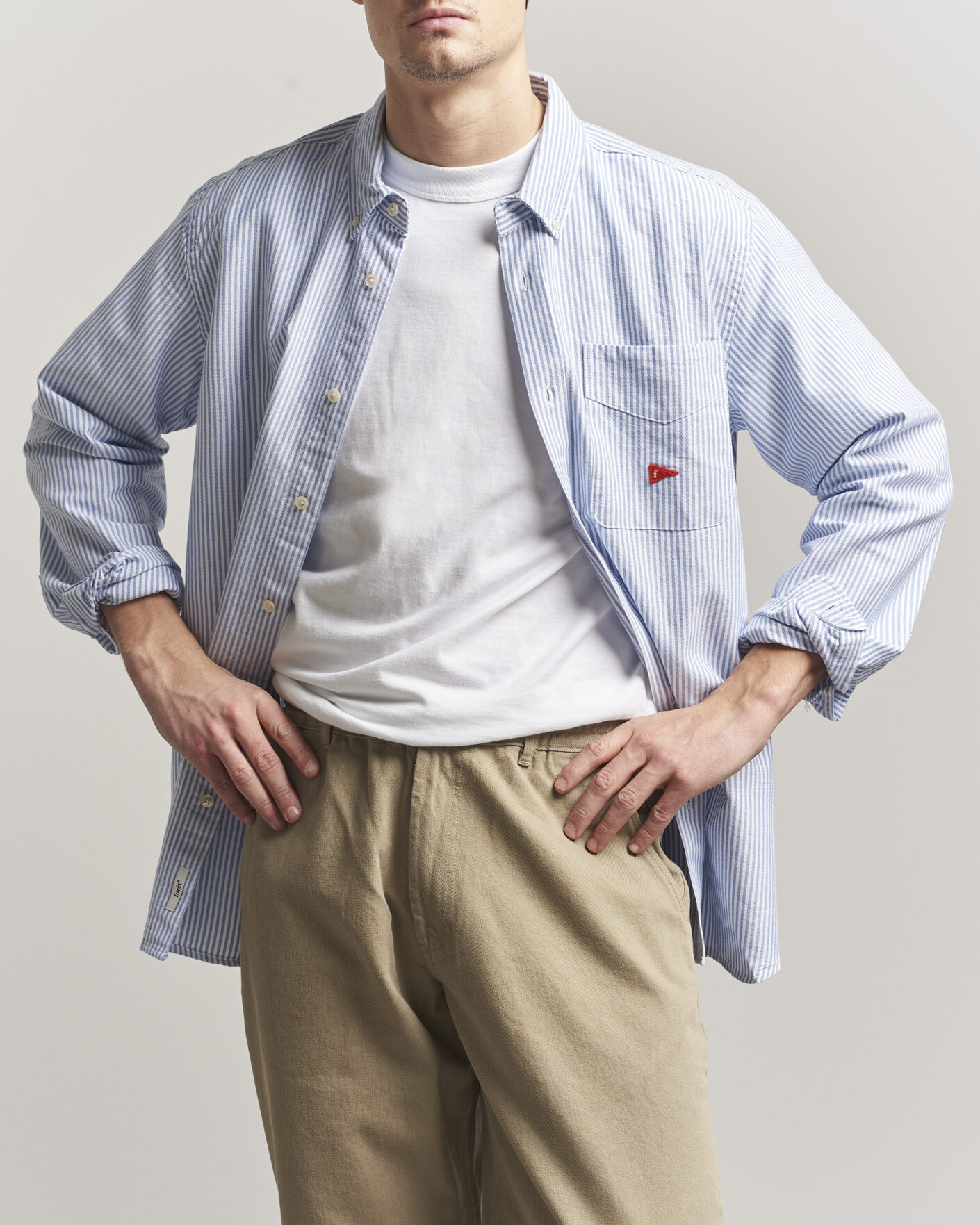 Uomini | Camicie | Forét | Flag Regular Fit Pocket Oxford Shirt Blue Stripe