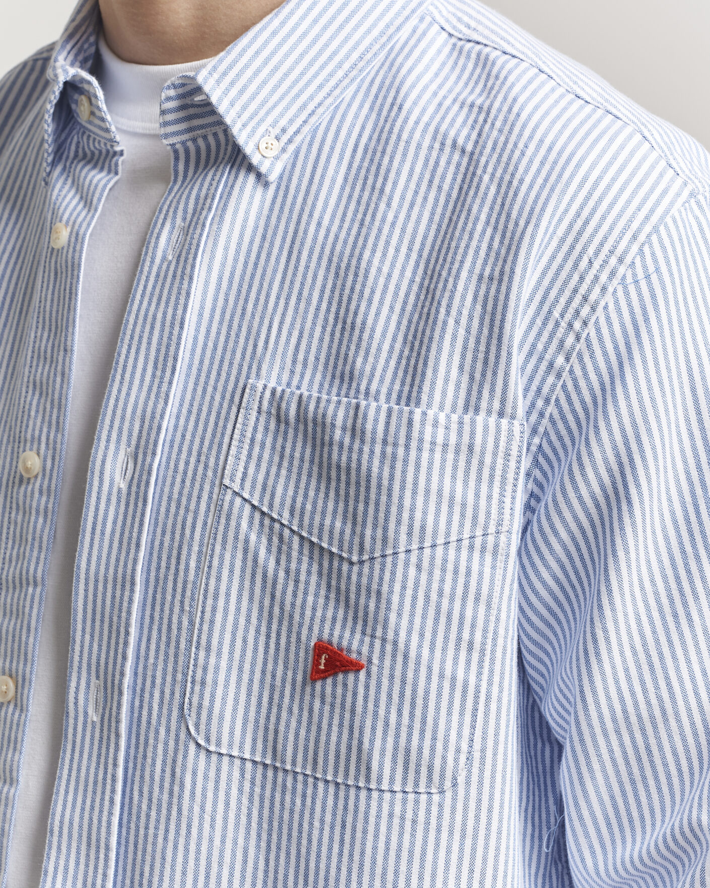 Uomini | Camicie | Forét | Flag Regular Fit Pocket Oxford Shirt Blue Stripe
