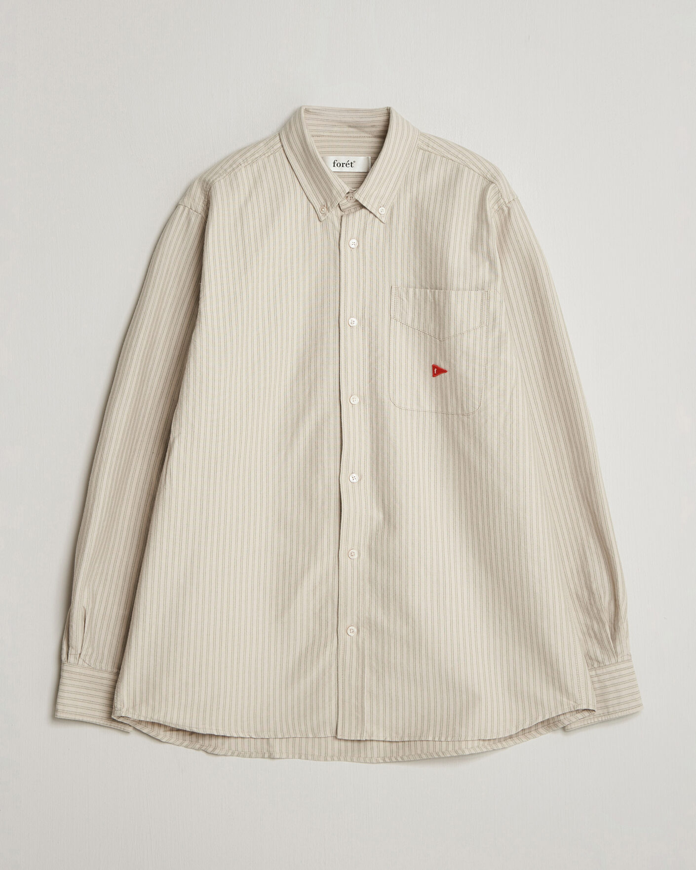 Uomini | Camicie | Forét | Flag Regular Fit Pocket Oxford Shirt Taupe Stripe