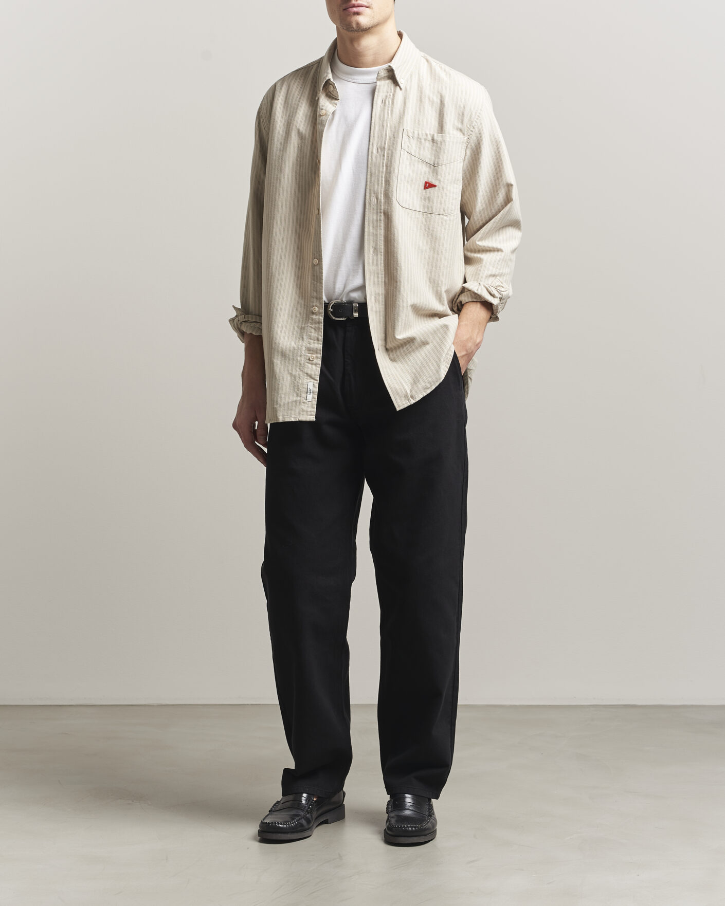 Uomini | Camicie | Forét | Flag Regular Fit Pocket Oxford Shirt Taupe Stripe