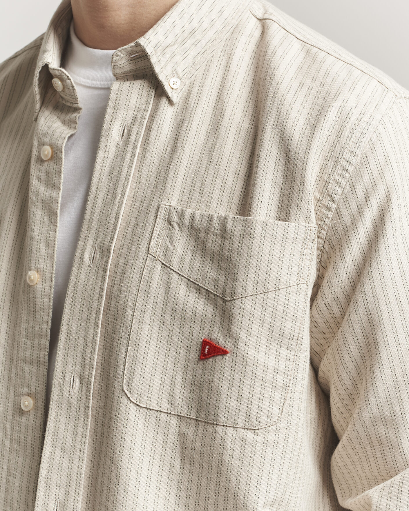 Uomini | Camicie | Forét | Flag Regular Fit Pocket Oxford Shirt Taupe Stripe