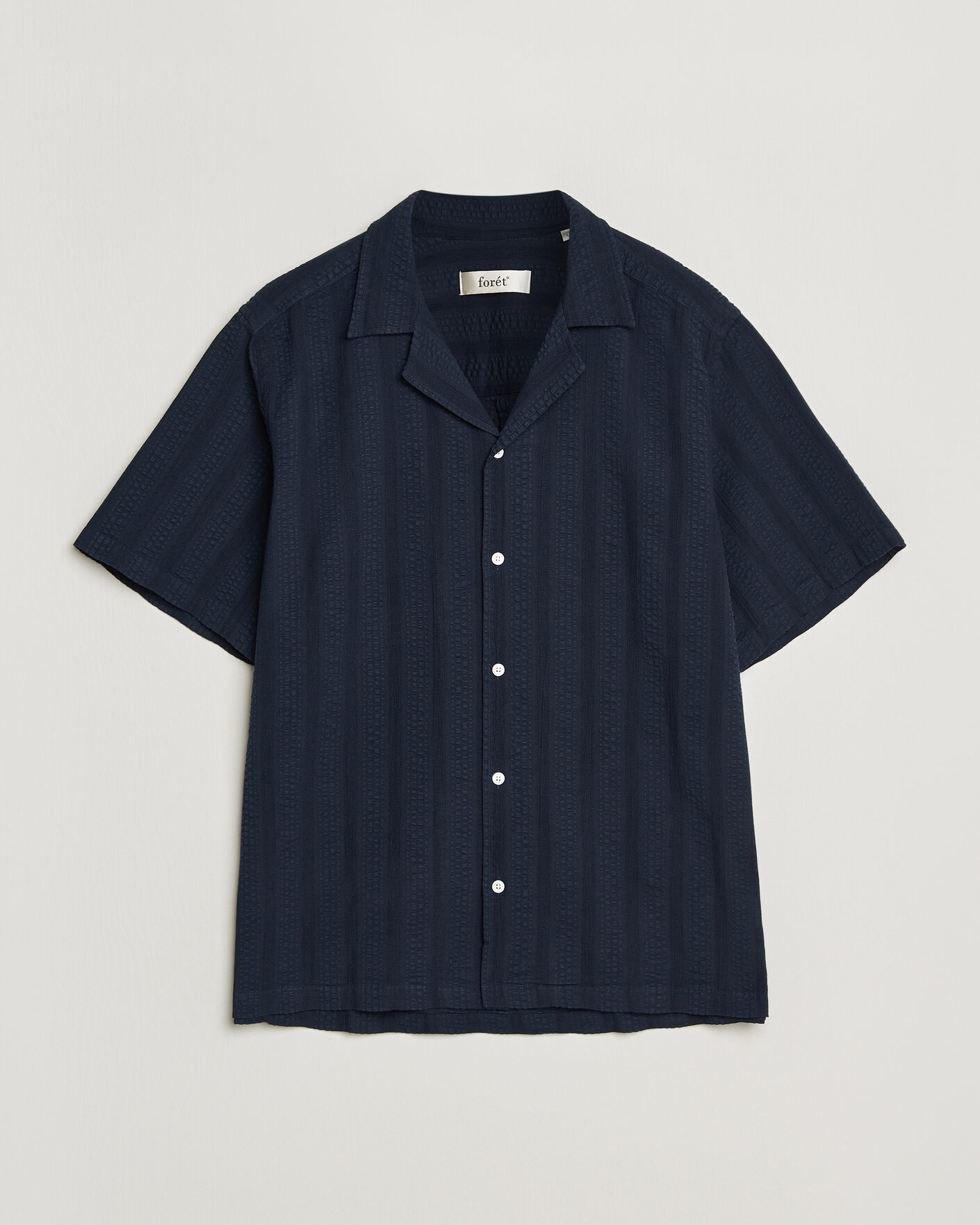Uomini | Camicie | Forét | Peer Jacquard Stripe Regular Fit SS Shirt Navy