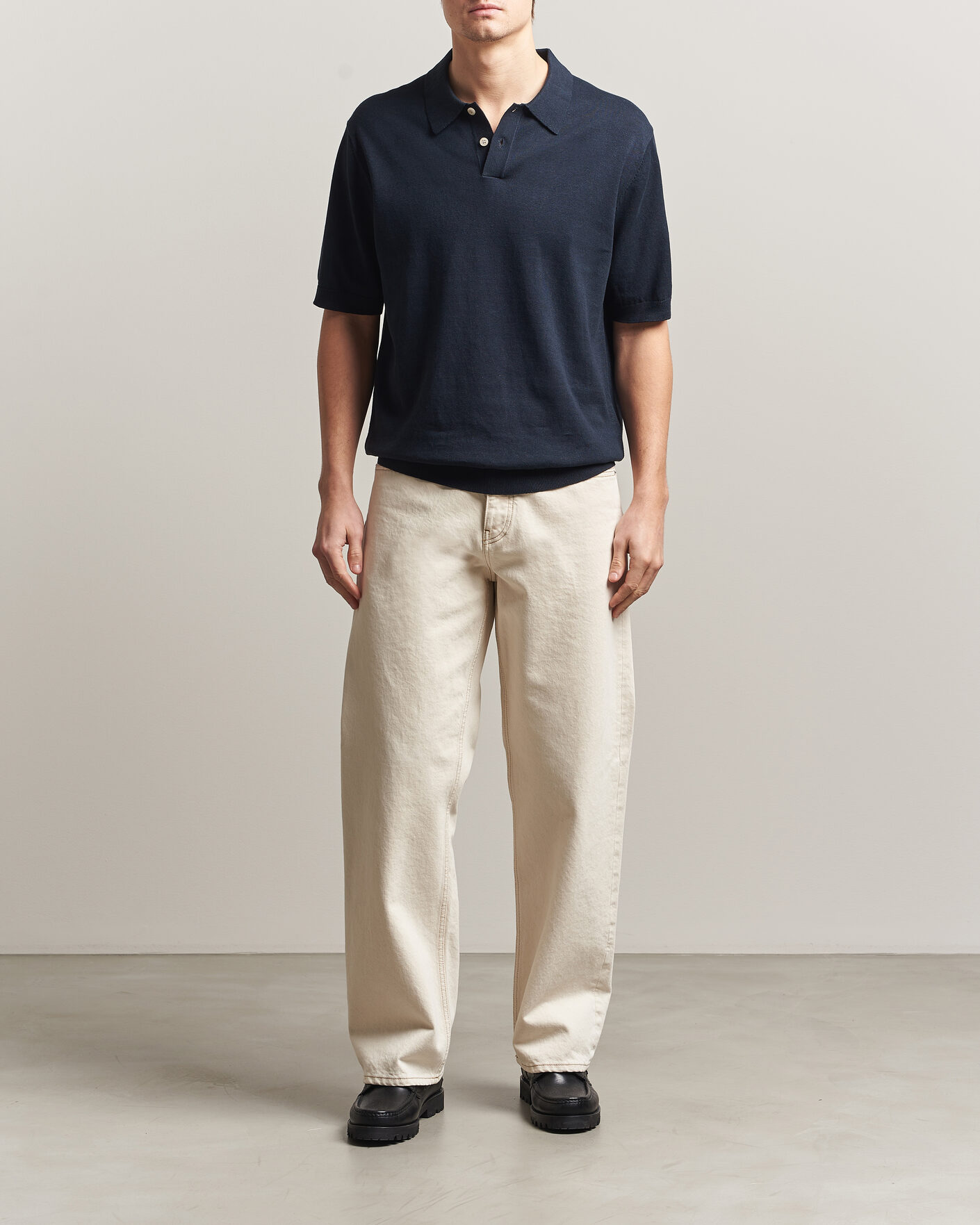 Uomini | Polo | Forét | Sea Cotton/Linen Polo Navy