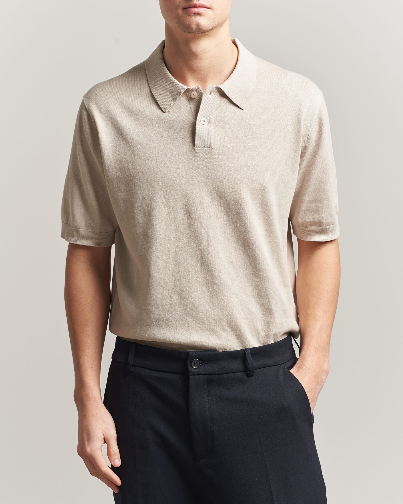 Uomini | Polo | Forét | Sea Cotton/Linen Polo Oatmeal