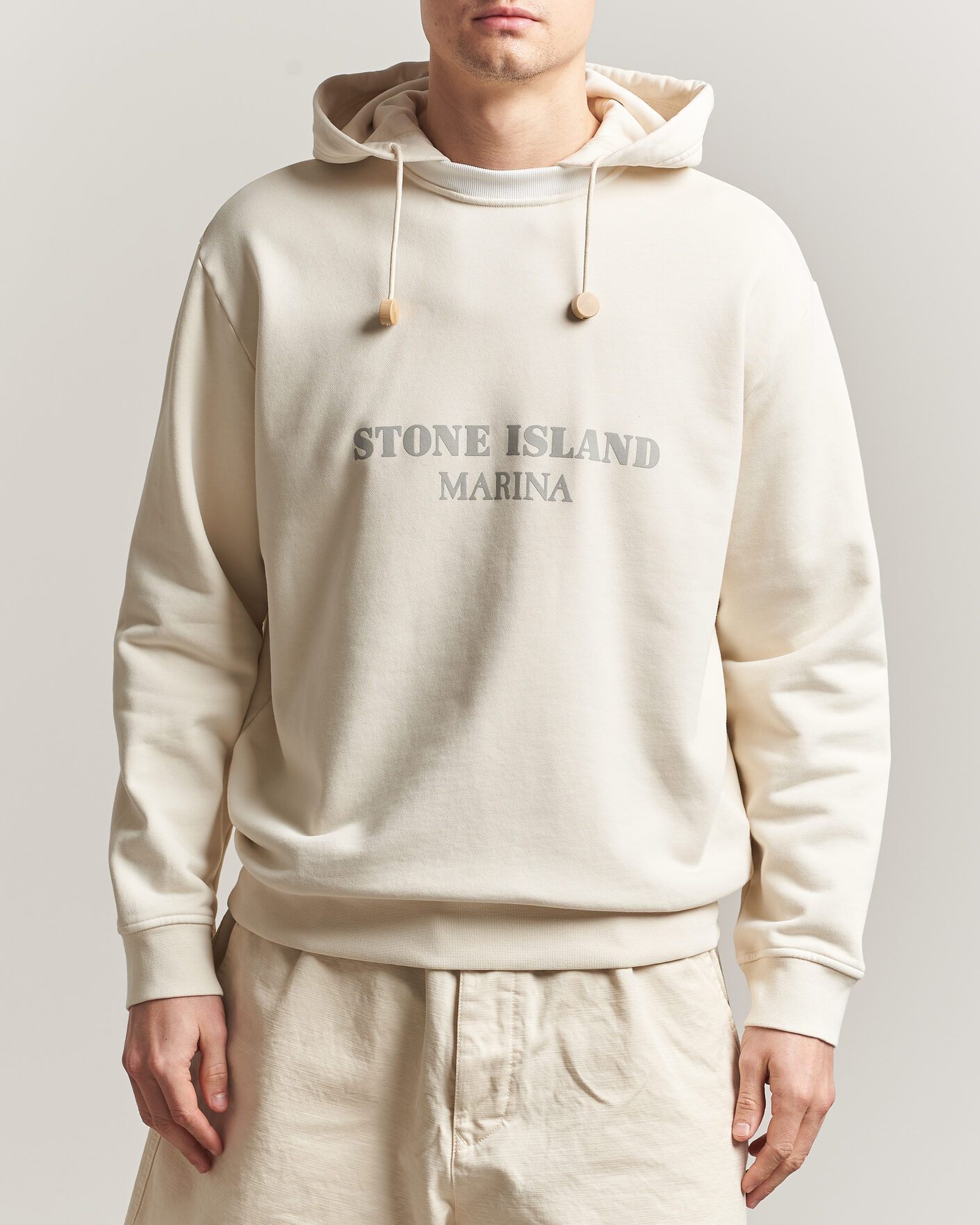 Uomini | Maglieria | Stone Island | Marina Cotton Fleece Hood Ivory
