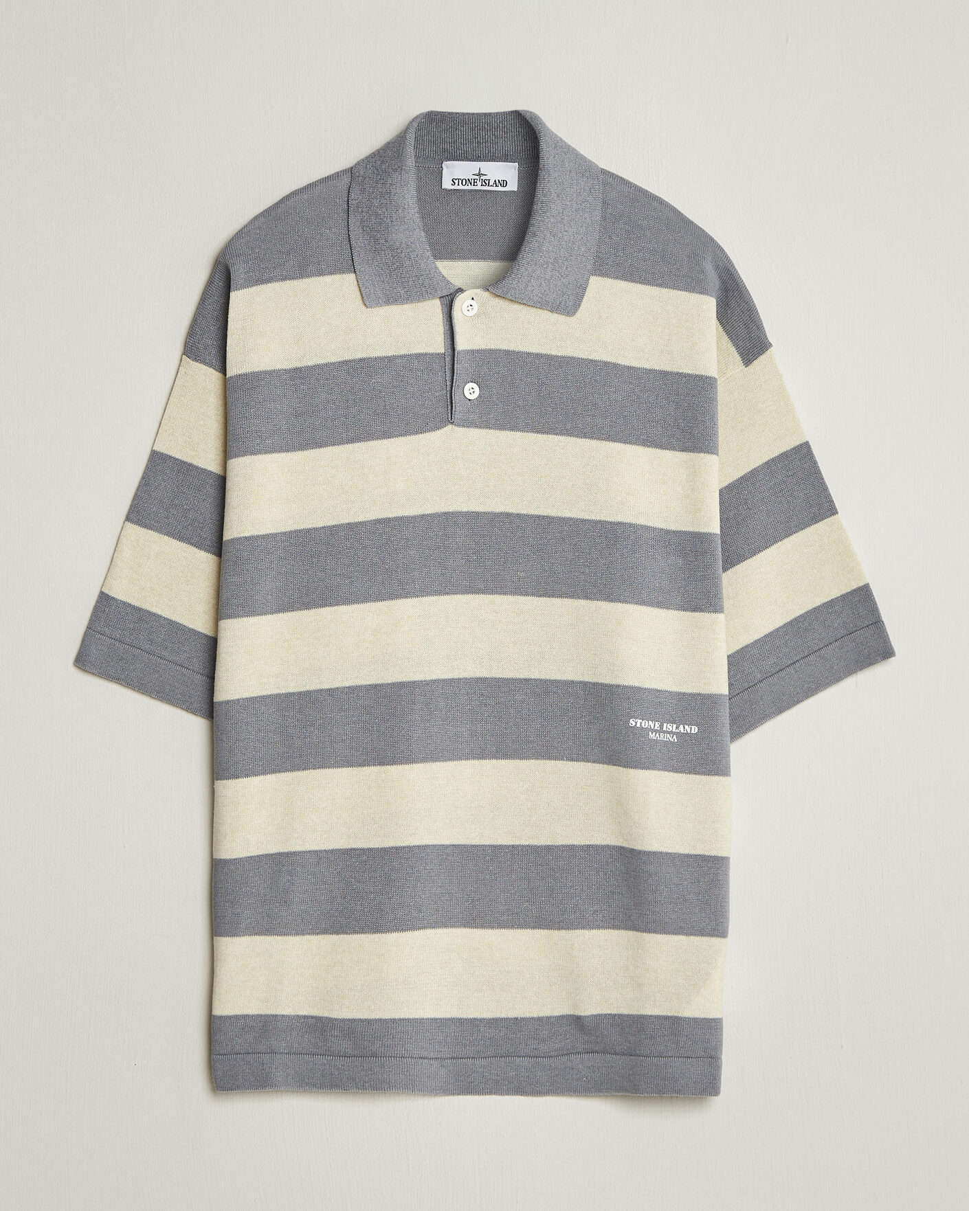 Uomini | Polo | Stone Island | Marina Knitted  Cotton/Linen Polo Ivory Melange