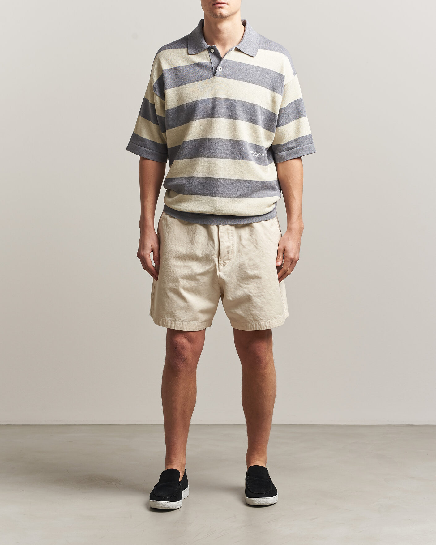 Uomini | Polo | Stone Island | Marina Knitted  Cotton/Linen Polo Ivory Melange
